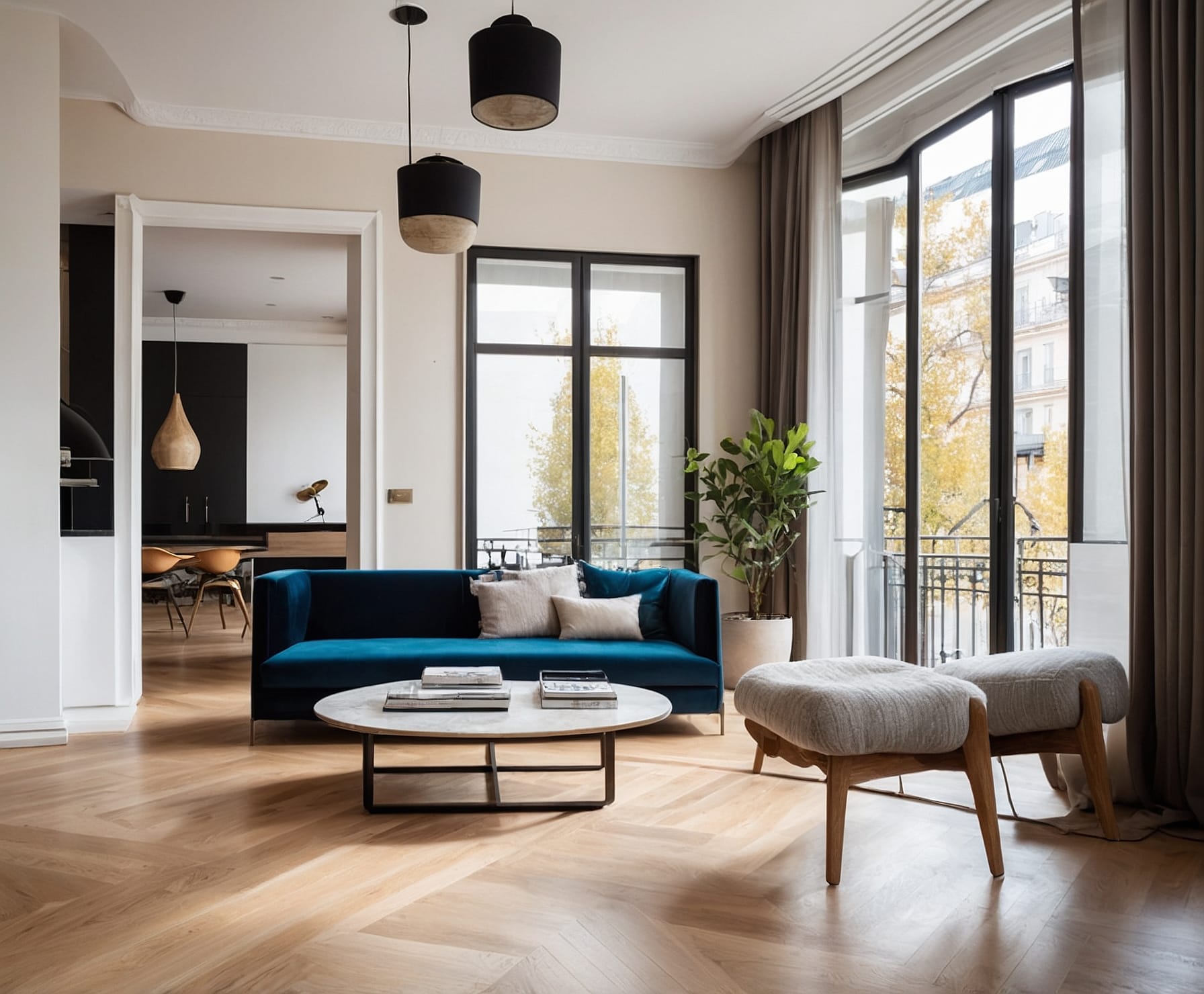 Suelos de madera noble en vivienda moderna Madrid
